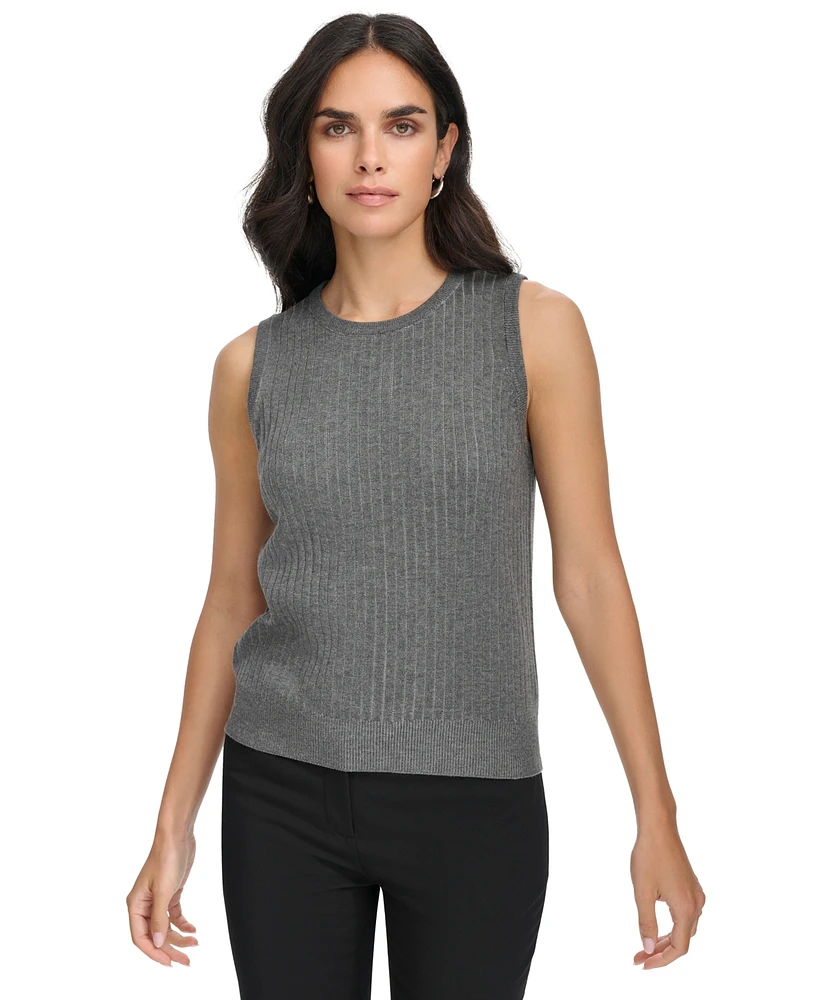 Calvin Klein Women's Ribbed Sleeveless Crewneck Sweater