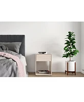 Woodek Set Of 2 Birch Wood Nightstands - Minimalist Bedside Table With Drawer & Shelf