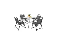 Slickblue Patio Dining Set for 4 with Umbrella Hole-Grey