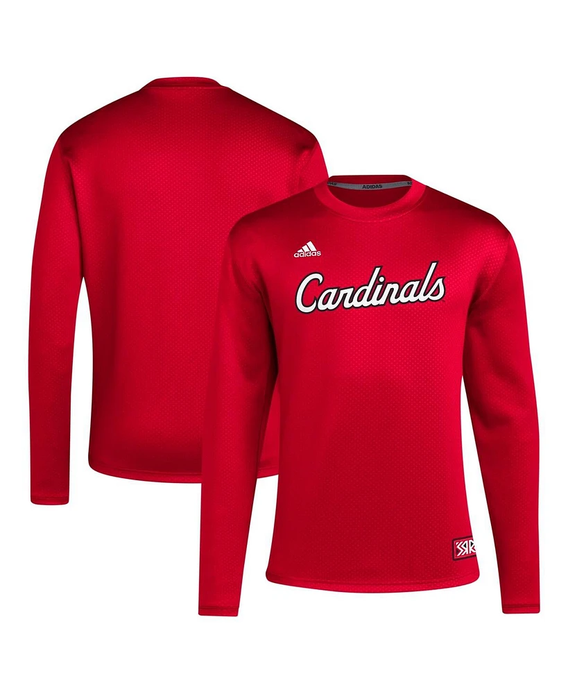 Adidas Men's Red Louisville Cardinals Reverse Retro Baseball Script Pullover Sweatshirt