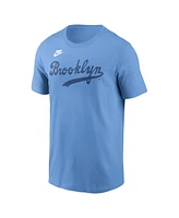 Nike Men's Light Blue Brooklyn Dodgers Cooperstown Wordmark T-Shirt