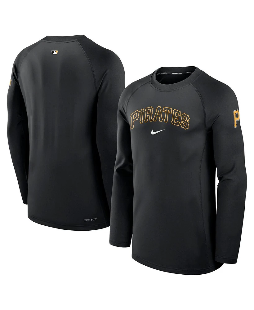 Nike Men's Black Pittsburgh Pirates Authentic Collection Game Time Raglan Performance Long Sleeve T-Shirt