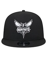 New Era Men's Black Charlotte Hornets Evergreen 9FIFTY Trucker Snapback Hat