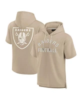 Fanatics Signature Men's and Women's Khaki Las Vegas Raiders Elements Super Soft Fleece Short Sleeve Pullover Hoodie