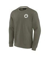 Fanatics Signature Men's and Women's Olive Boston Celtics Super Soft Pullover Crew Sweatshirt