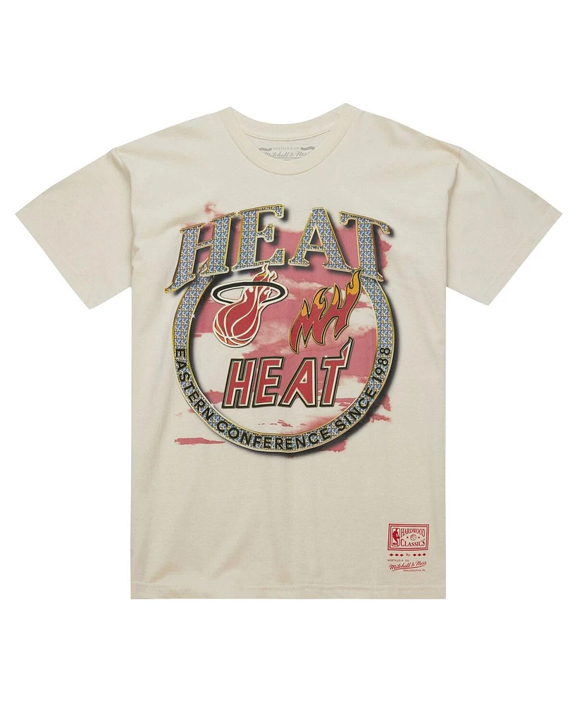 Mitchell Ness Men's Tan Miami Heat Hardwood Classics vintage - like Soul Crown Jewels T-Shirt