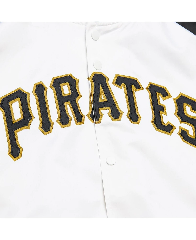 Mitchell & Ness Men's Roberto Clemente White/Black Pittsburgh Pirates Cooperstown Collection Legends Lightweight Satin Raglan Full-Snap Jacket