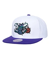 Mitchell & Ness Men's White Charlotte Hornets Soul Logo Shine 2-Tone Snapback Hat