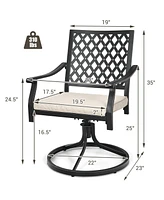 Slickblue 2 Pieces Patio 360° Swivel Dining Chairs with Rocker and Cushioned Armrest-Beige