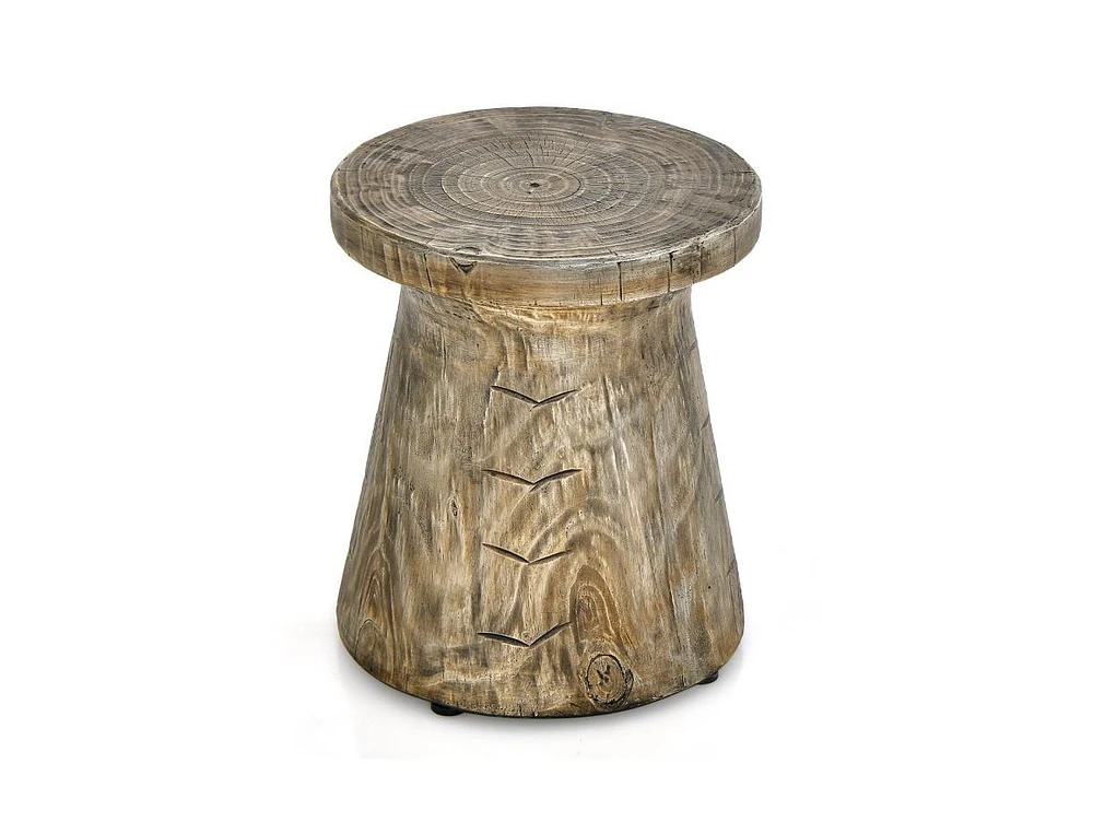 Slickblue Weather Resident Rock End Table with Wood Grain for Indoor Outdoor