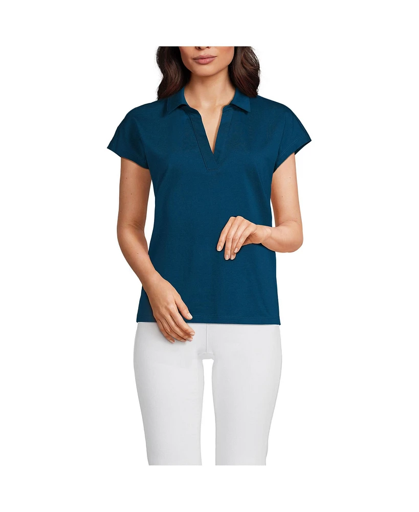 Lands' End Women's Supima Cotton Johnny Collar Polo