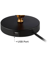 360 Lighting Taurus Industrial Rustic Western Desk Table Lamp with Usb Charging Port Adjustable 20" High Black Gold Metal for Living Room Bedroom Hous