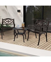 Costway Cast Aluminum Patio Chairs Outdoor Dining with Armrests & Curved Seats