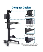 Yescom Portable Desktop Dual Monitor Holder Pc Mobile Cart Printer Workstation Rolling Wheel