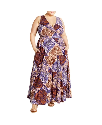 City Chic Plus Amara Print Maxi Dress