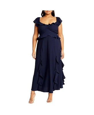 City Chic Plus Frill Fee Maxi Dress