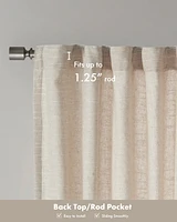 Madison Park Beals Faux Linen Curtain Single Panel for Bedroom, Rob Pocket/Back Tab fit up to 1.25 inches rod Single Curtain Panel for Living Room, Un