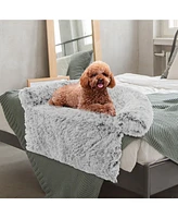 Costway Plush Calming Dog Couch Bed with Anti-Slip Bottom Mat for Large Dogs & Cats