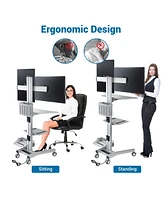 Yescom Desktop Pc Mobile Cart for Dual Monitor Wheel Printer Computer Desk Workstation