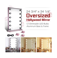 Byootique Lighted Hollywood Vanity Mirror 12pcs Dimmable Led Tabletop Wall Mount Makeup