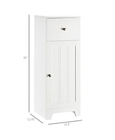 Kleankin Short Bathroom Storage Cabinet, Cabinet Organizer with 1 Drawer and Adjustable Shelf for Living Room, White