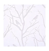 Madison Park Averil Grommet Top Sheer Window Curtain, grey sheer curtains 84 inches long Single Curtain, Width 50 Bird on Branches Burnout curtains sh