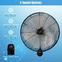 Costway 21 Inch Wall Mount Industrial Fan 3 Speed Oscillating Metal Ventilation Fan