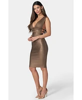 Bebe Women's Plunge Metallic Dress