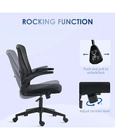 Vinsetto Mid-Back Mesh Office Chair with Flip-Up Armrests Wheels Black