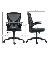 Vinsetto Mid-Back Mesh Office Chair with Flip-Up Armrests Wheels Black