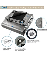 Yescom 2 Pack 16x20 Ft 10 Mil Poly Tarp Protective Cover Tarpaulin Outdoor Waterproof