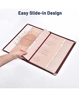 30pc 8.5x14 Menu Cover Trifold 6 View 3 Page Restaurant Cafe Book Clear Burgundy