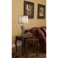 Regency Hill Elle Traditional Antique Table Lamp 33" Tall Classic Gold Open Scroll Bronze Off White Oval Shade Decor for Living Room Bedroom House Bed