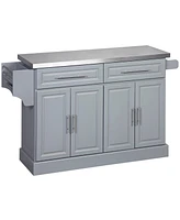 Homcom Rolling Stainless Steel Counter Kitchen Cart Storage Cabinet w/ Drawers & Rack