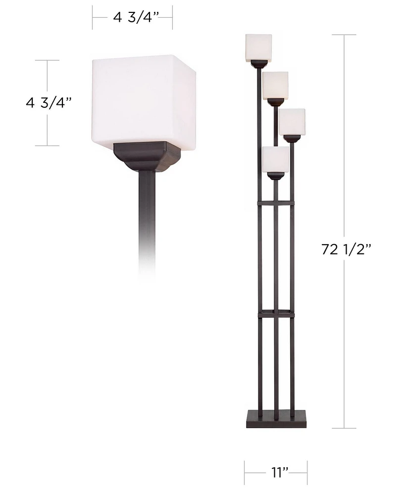 Franklin Iron Works Light Tree Rustic Farmhouse Torchiere Floor Lamp Standing 72 1/2" Tall Bronze Iron 4-Light Square