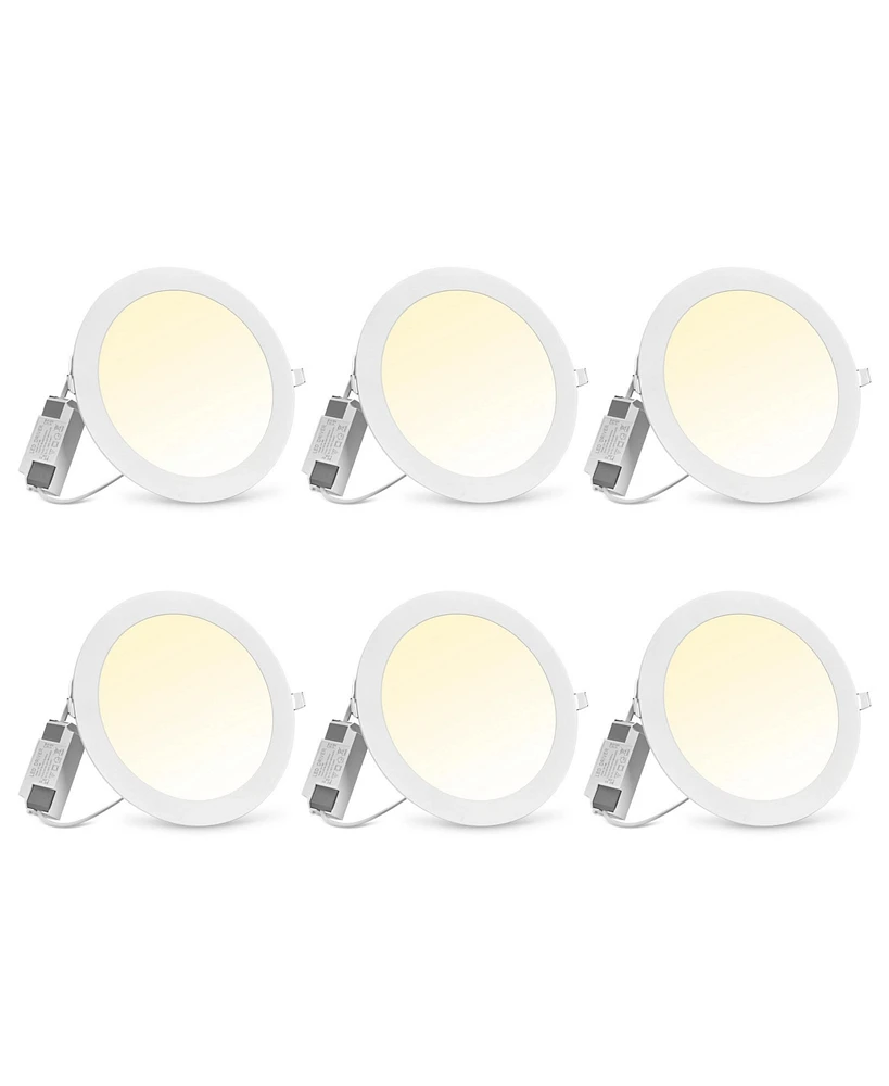 DELight 8" Led Recessed Ceiling Panel Down Light Round 3 Color Slim Spot Lamp 6 Pack