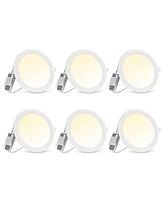 DELight 8" Led Recessed Ceiling Panel Down Light Round 3 Color Slim Spot Lamp 6 Pack