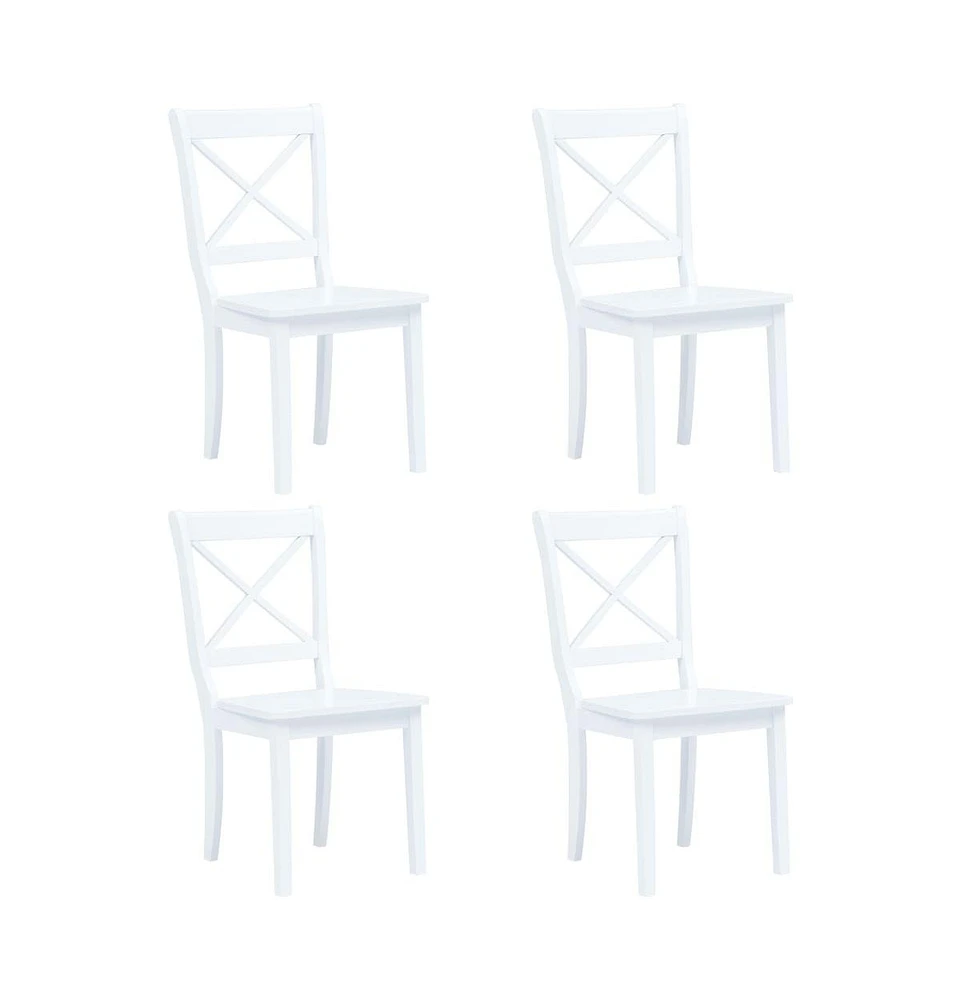 vidaXL Dining Chairs 4 pcs White Solid Rubber Wood