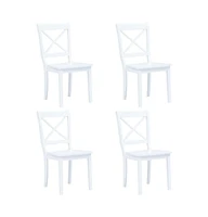 vidaXL Dining Chairs 4 pcs White Solid Rubber Wood