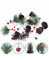 Yescom Christmas Garland with Lights,7.8Ft Battery Operated 20 Pcs Led String Lights with Pine Cone