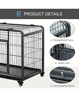 PawHut 43" L x 28" W x 30.75" H Heavy Duty Metal Dog Crate w/ Removable Tray