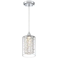 Possini Euro Design Enya Chrome Mini Pendant Lighting 5 1/2" Wide Modern Dimmable Led Crystal Clear Glass for Dining Room Living House Home Foyer Kitc