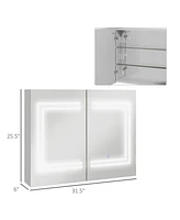 kleankin Wall-Mounted Medicine Cabinet W/ Mirror, Dimming Led Light, White