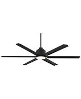 Casa Vieja 65" Ultra Breeze Modern Industrial Outdoor Ceiling Fan with Dimmable Led Light Remote Control Matte Black Wet Rated for Patio Exterior Hous