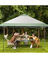 Slickblue 13 x 13 Feet Pop-Up Patio Canopy Tent with Shelter and Wheeled Bag-Grey