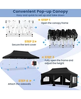 Slickblue 10 x 20 Ft Pop up Canopy with 6 Sidewalls and Windows Carrying Bag for Party Wedding Picnic