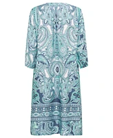 Olsen Women's 3/4 Sleeve Paisley Tunic Dress