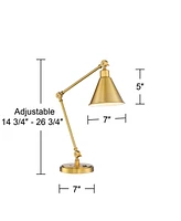Wray Modern Desk Lamp 26 3/4" High with Usb Charging Port Warm Brass Gold Metal Adjustable Arm Head for Bedroom Living Room House Bedside Nightstand H