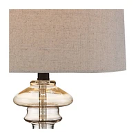 360 Lighting Dalia 27" Tall Traditional Table Lamp Champagne Glass Single Fabric Shade Living Room Bedroom Bedside Nightstand House Office Home Readin