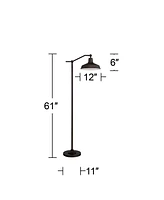 360 Lighting Kayne Rustic Farmhouse Floor Lamp Standing 61" Tall Satin Bronze Metal Downbridge Shade for Living Room Reading Bedroom Office House Home